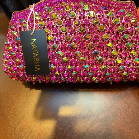 Natasha Couture Pink Rhinestone Evening Clutch